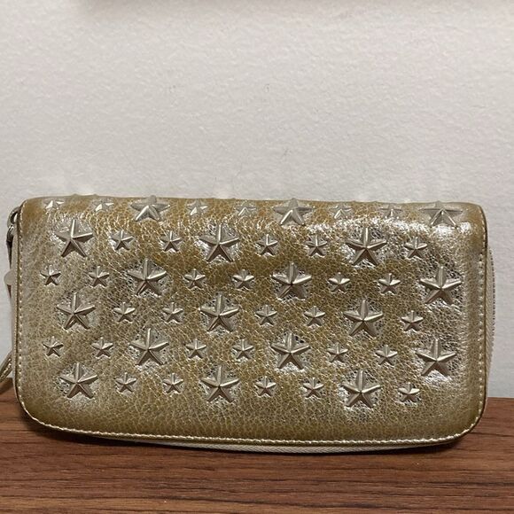 Jimmy Choo Filipa Metallic Star Studded Woman’s Leather Wallet. - Picture 2 of 13